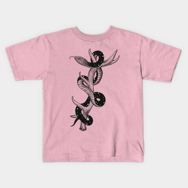 Galaxy snake Kids T-Shirt by Rachellily